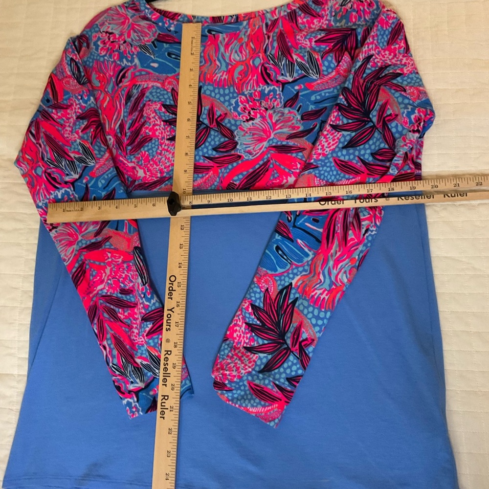 Lilly Pulitzer Finn Top Blue and Pink Floral Long Sleeve Top - Picture 2 of 6
